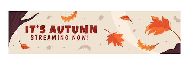 Flat twitch banner template for autumn season celebration