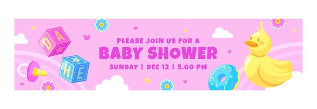 Flat twitch banner template for baby shower