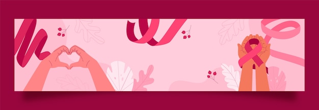 Free vector flat twitch banner template for breast cancer awareness month