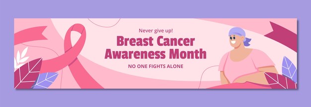 Modello di banner a contrazione piatta per il mese di sensibilizzazione sul cancro al seno