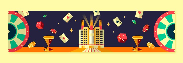 Free Vector flat twitch banner template for casino night and gambling