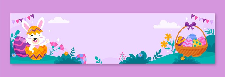 無料Vector イースターのお祝いのフラット単収縮バナー テンプレート