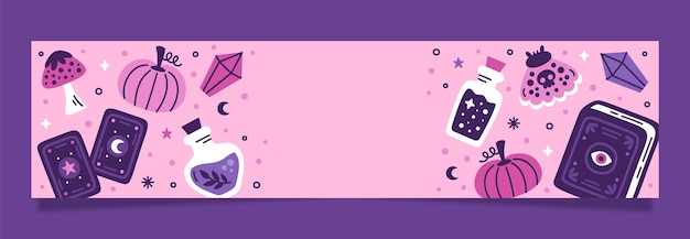 Flat twitch banner template for halloween season