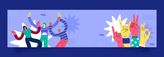 flat twitch banner template for international youth day celebration