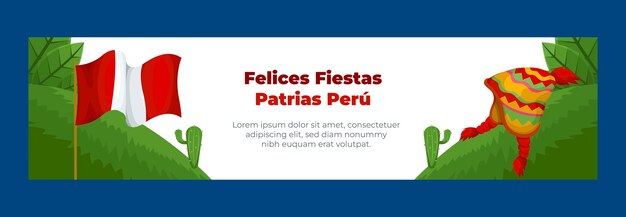 Flat twitch banner template for peruvian fiestas patrias celebrations