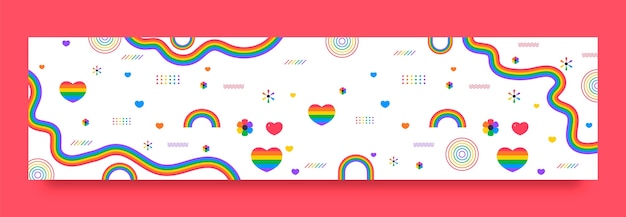 Free vector flat twitch banner template for pride month celebration