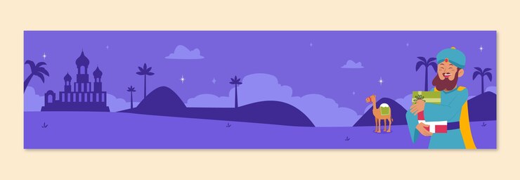 मुफ़्त वेक्टर flat twitch banner template for reyes magos
