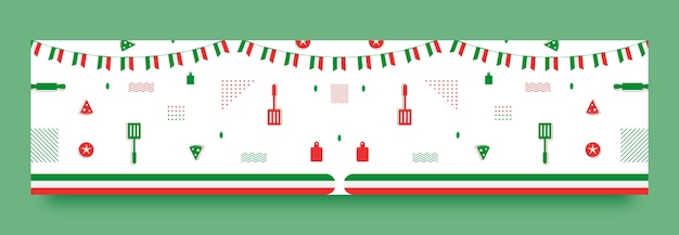 Free vector flat twitch banner template for traditional italian food restaurant