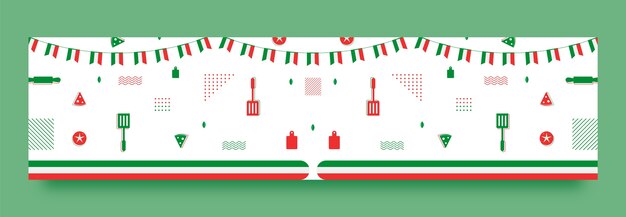 伝統的なイタリア料理レストランのフラット トゥイッチ バナー テンプレート