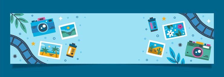 Free Vector flat twitch banner template for world photography day celebration