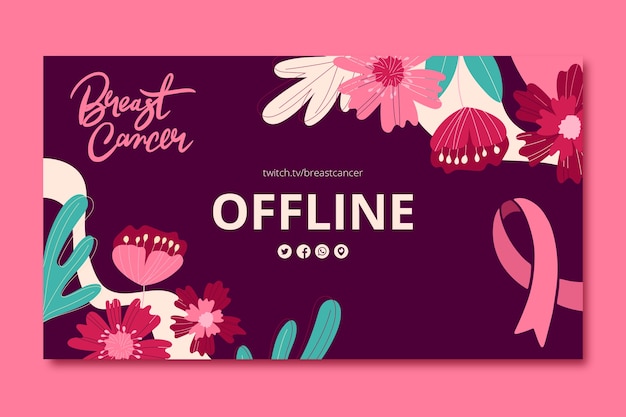 Free vector flat twitter background for breast cancer awareness month