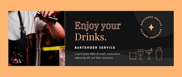 Flat twitter header for barman profession