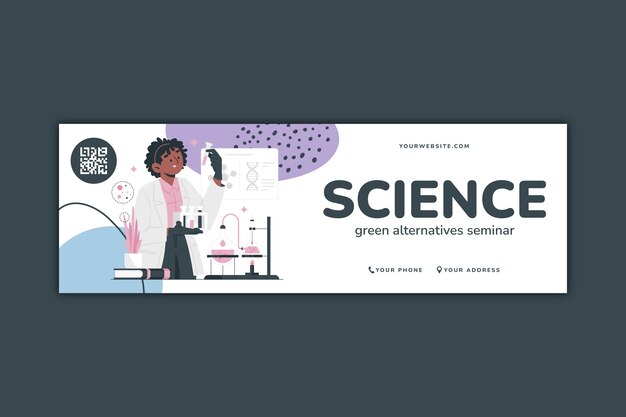 Flat twitter header for science research