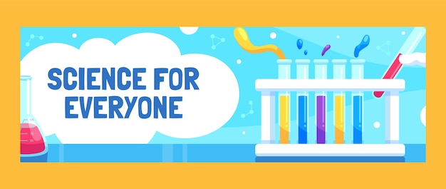 Free vector flat twitter header for science research