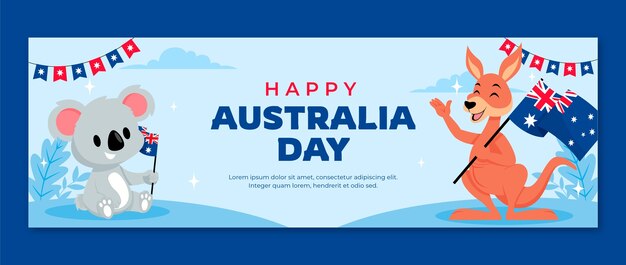 Flat twitter header template for australian national day