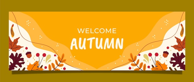 Flat twitter header template for autumn celebration