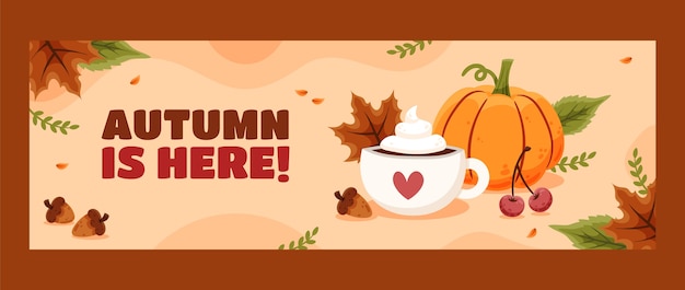 Free vector flat twitter header template for autumn celebration