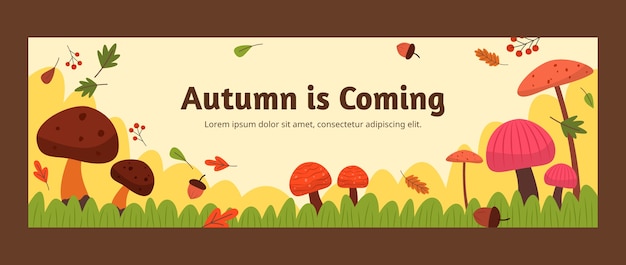 Flat twitter header template for autumn celebration