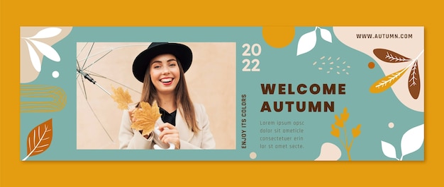 Free vector flat twitter header template for autumn celebration