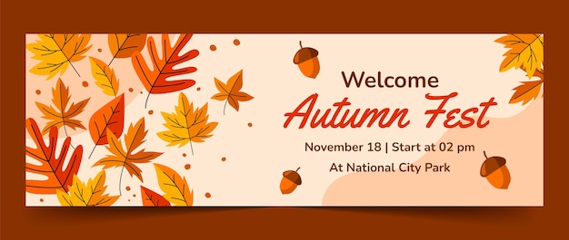 Free vector flat twitter header template for autumn celebration