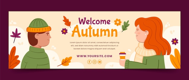 flat twitter header template for autumn celebration