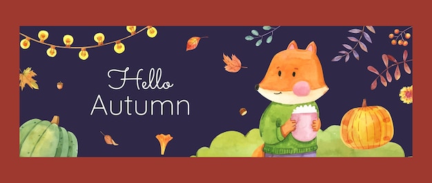 Flat twitter header template for autumn celebration