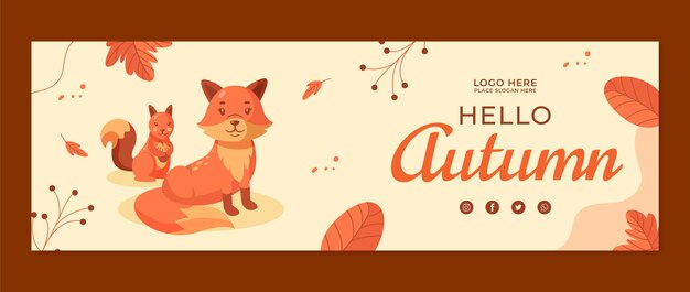 Flat twitter header template for autumn celebration