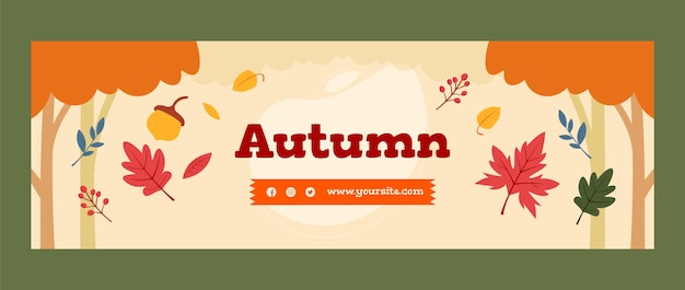 Flat twitter header template for autumn celebration