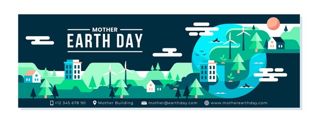 Flat twitter header template for earth day celebration