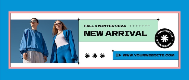 Flat twitter header template for fashion collection