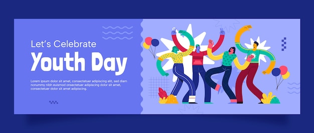 Flat twitter header template for international youth day celebration