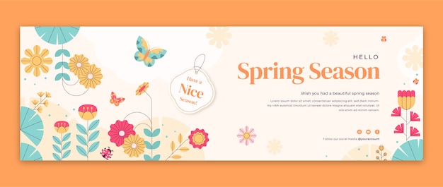 Flat twitter header template for spring celebration