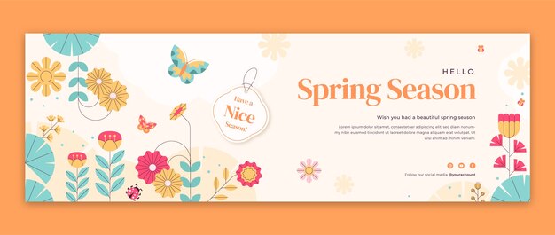 Flat twitter header template for spring celebration