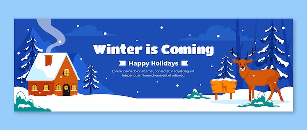 Free vector flat twitter header template for winter season