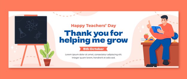 flat twitter header template for world teacher's day celebration