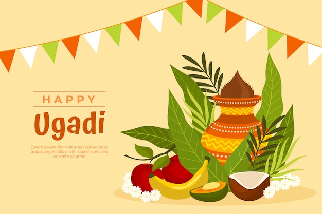 Free vector flat ugadi background