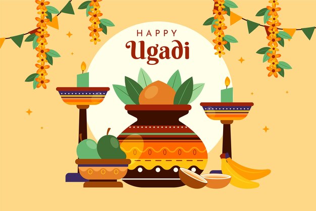 Sfondo piatto dell'ugadi