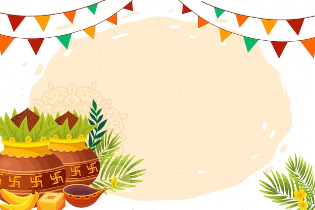 Free vector flat ugadi background