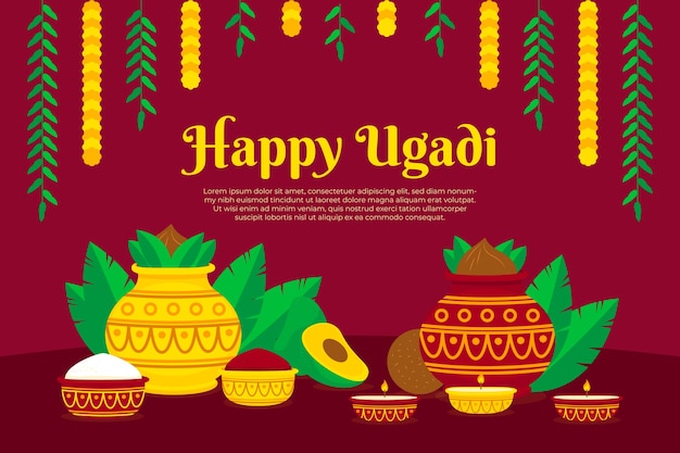 Sfondo piatto dell'ugadi