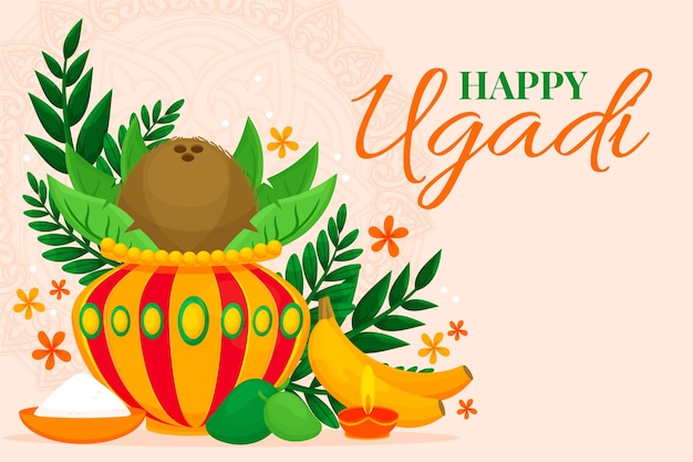 Free vector flat ugadi background