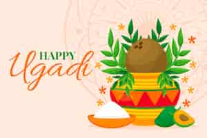 Free vector flat ugadi background