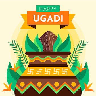 Flat ugadi festivity illustration