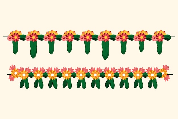 Flat ugadi garland illustration