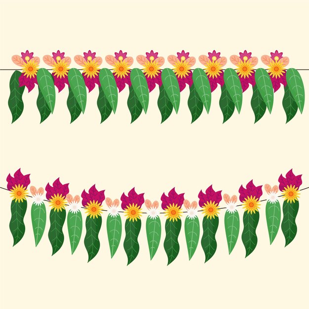 Flat ugadi garland illustration