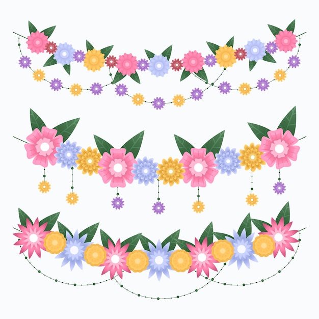 Flat ugadi garland illustration