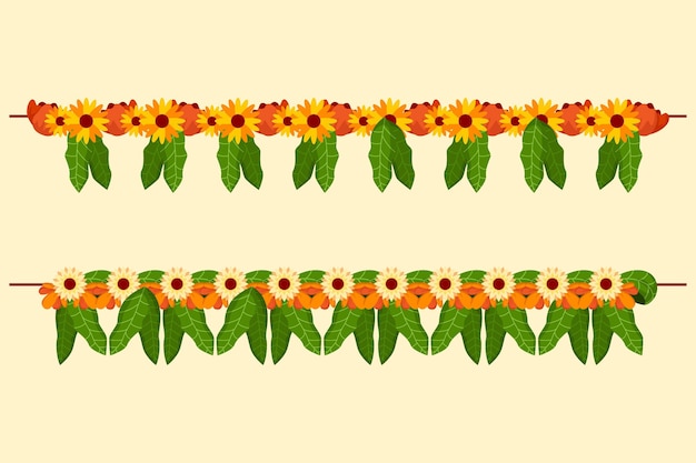 Flat ugadi garland illustration