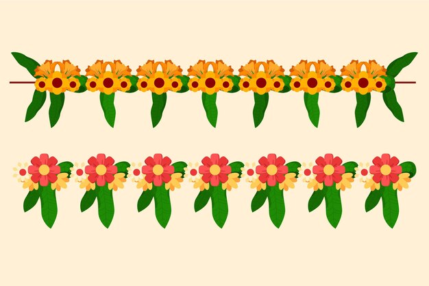 Flat ugadi garland illustration