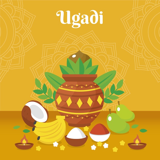 Free vector flat ugadi illustration