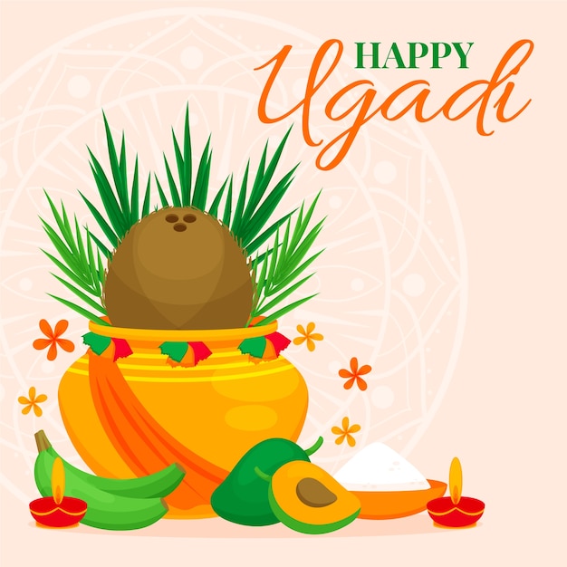 Free vector flat ugadi illustration