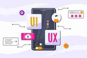 Бесплатное векторное изображение Плоский ui ux фон иллюстрированный